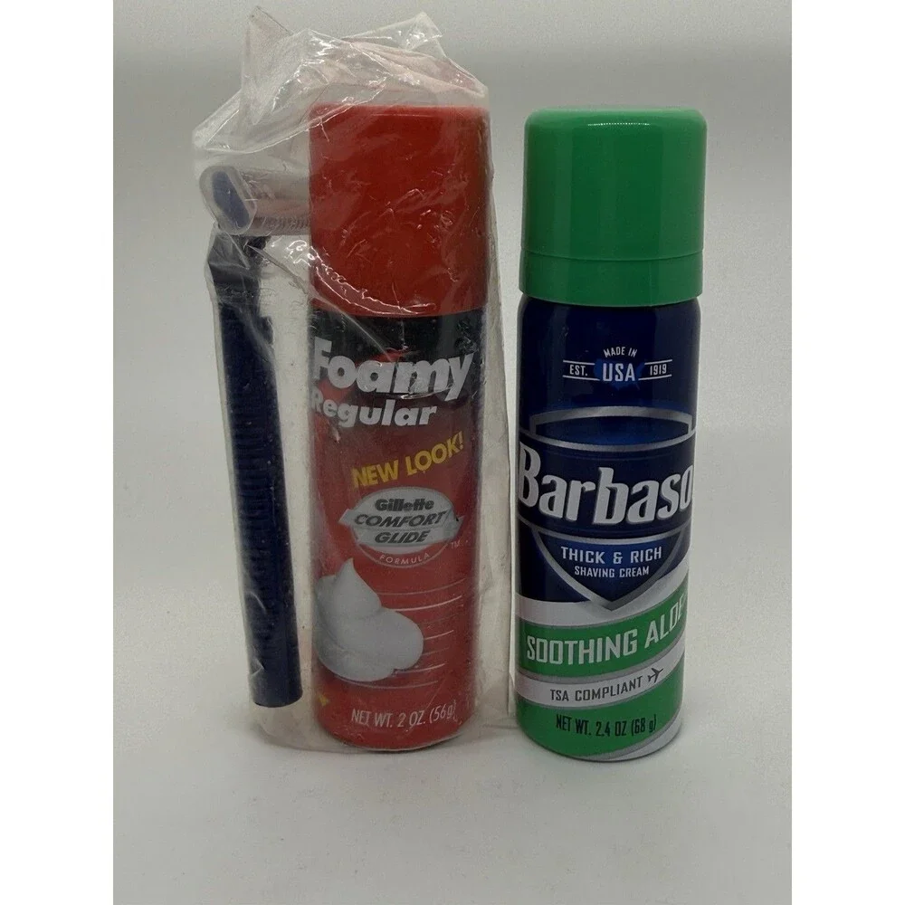 Barbasol Shaving Cream Soothing Aloe, Gillette Razor & Shaving Foam‎ Travel RARE